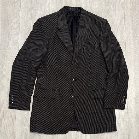 🔥BUNDLESALE Mens 38L Sanlorenzo Textured Dark Blazer Sports Coat Jacket - Picture 1 of 7
